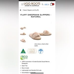 Plush Sheepskin Slide Slippers in Natural